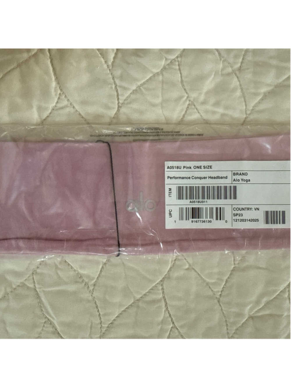 Alo Yoga Pink Performance Conquer Headband One Size